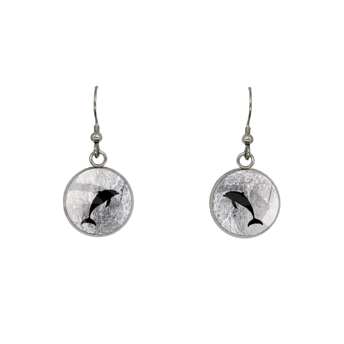 DOLPHIN DANGLE DROP CIRCLE EARRINGS - MFY157S - on Satchel