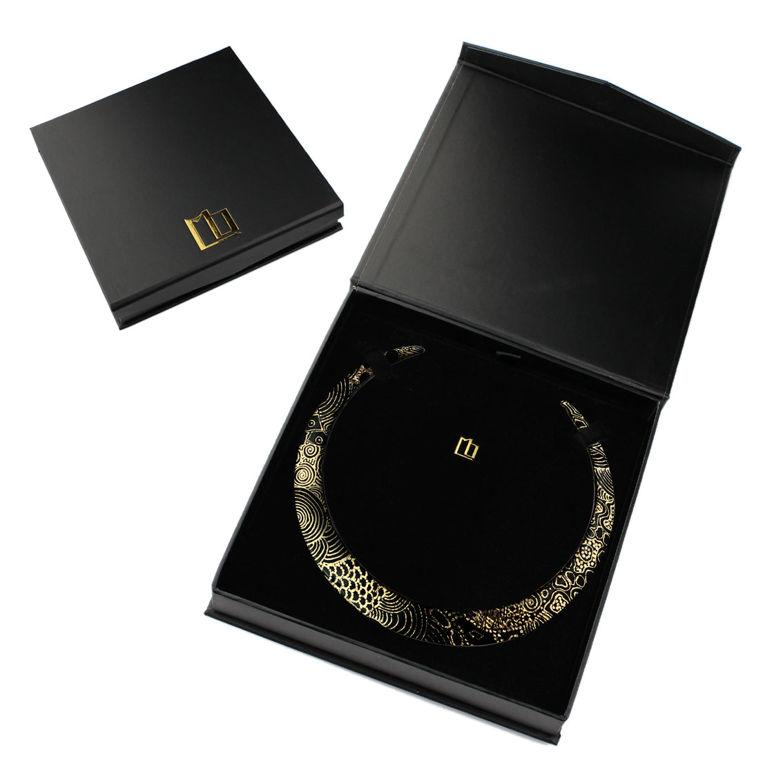 ELSIE GOLD AND BLACK ADJUSTABLE FITTED NECKLACE - SD232