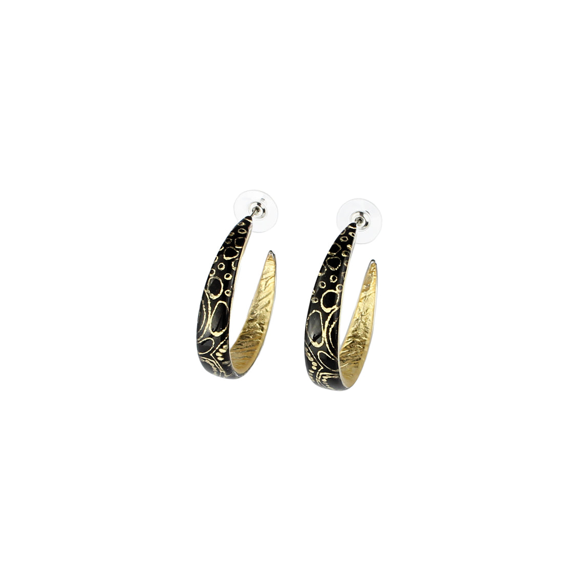 ELSIE GOLD AND BLACK STATEMENT LOOP EARRINGS - SD221