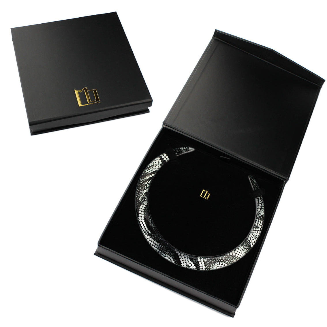 FABRIANNE SILVER AND BLACK ADJUSTABLE FITTED NECKLACE - SD355