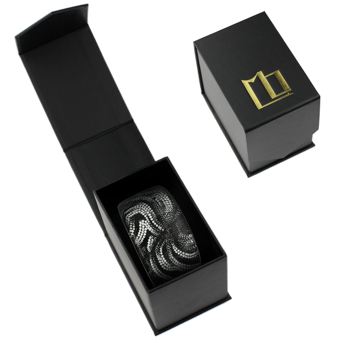 FABRIANNE SILVER AND BLACK ADJUSTABLE WIDE BRACELET - SD357