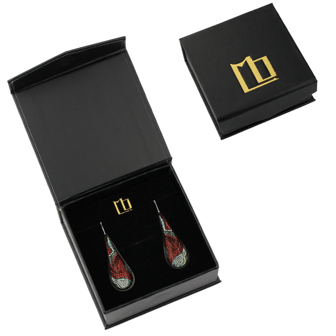 DANDLE DROP FABRIANNE LARGE RED AND SILVER EARRINGS - SD330