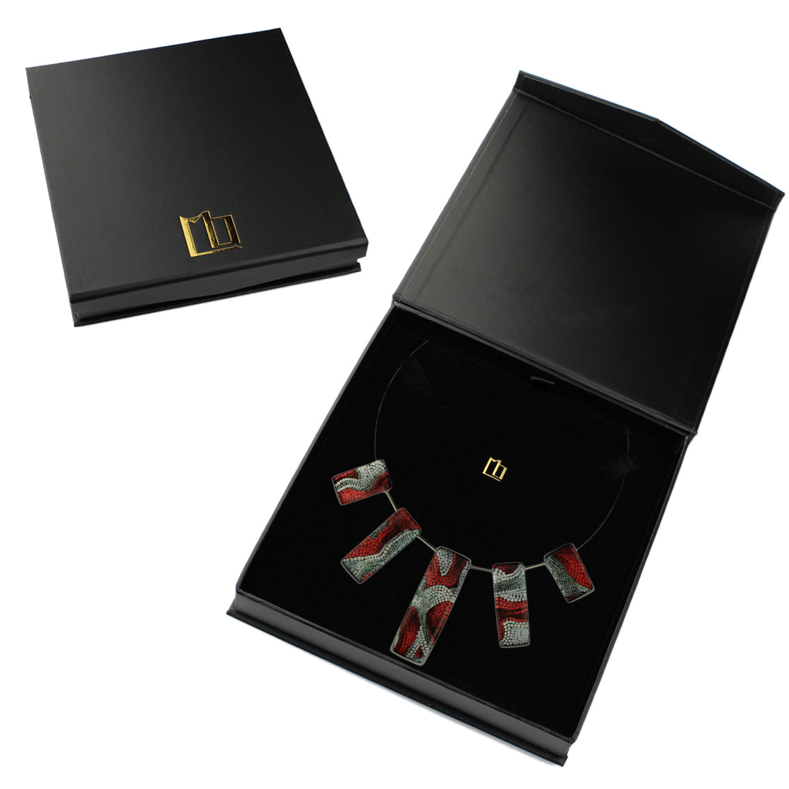 FABRIANNE RED AND SILVER ADJUSTABLE NECKLACE - SD338