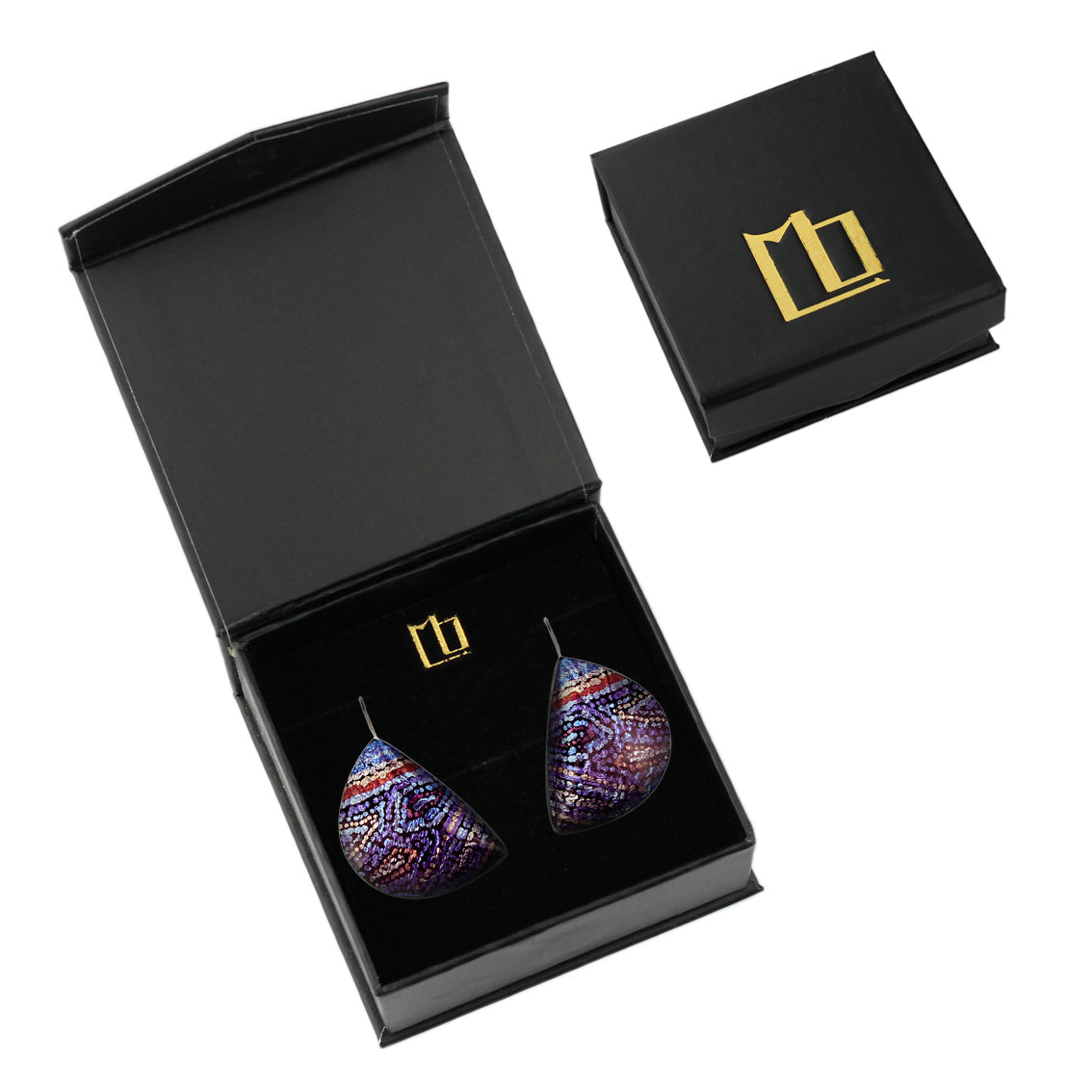 DANDLE DROP JOY MOON SHAPE PURPLE EARRINGS - SD087