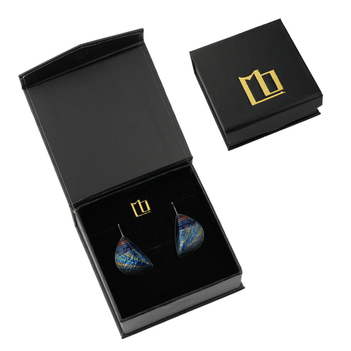 DANDLE DROP WOMAN SEA STORY HALF MOON SHAPE BLUE EARRINGS - SD310