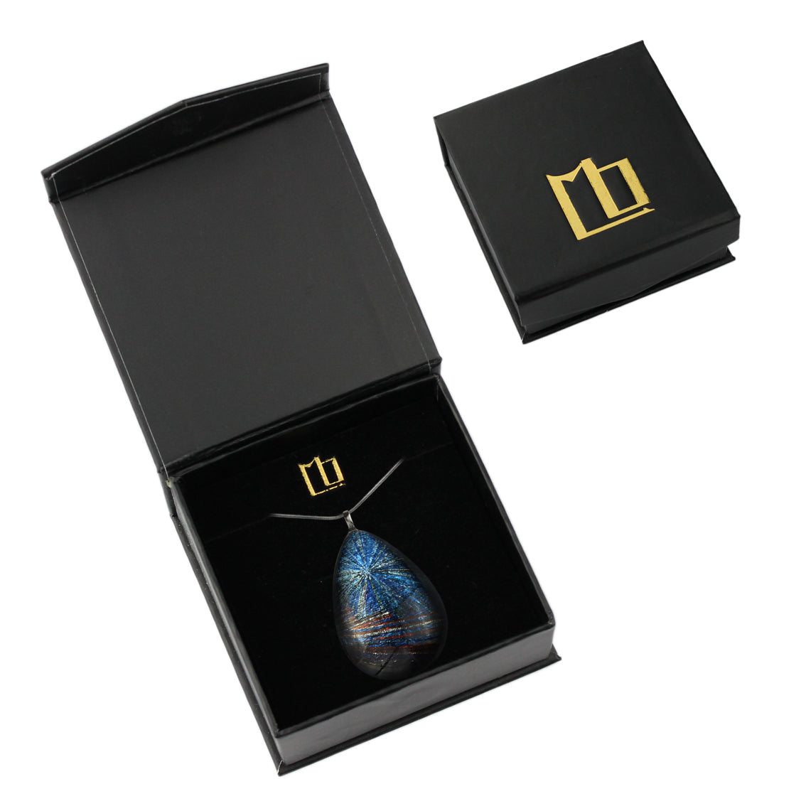 WOMAN SEA STORY BLUE LARGE DROP PENDANT ON A CHAIN NECKLACE - SD316