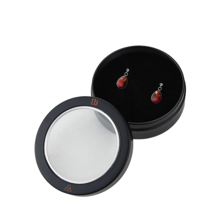 LAVA FLOODING ORANGE AND RED DANGLE XS DROP EARRINGS - M022 - in Circle Box