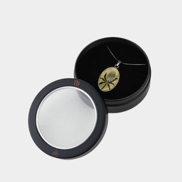AUSTRALIAN NATIVE FLORA - BANKSIA OVAL CIRCLE PENDANT ON A CHAIN NECKLACE - D838 - in Circle Box