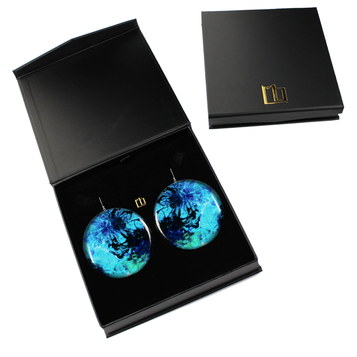 MEDITATION BLUE DISC X LARGE STATEMENT EARRINGS - ST033