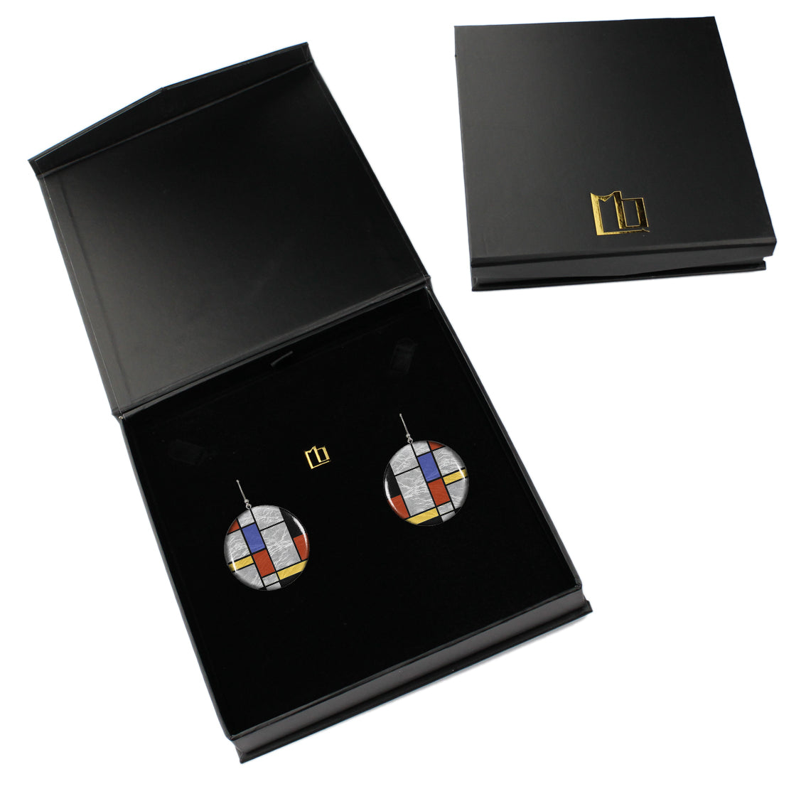 MONDRIAN DISC MEDIUM STATEMENT EARRINGS - ST026