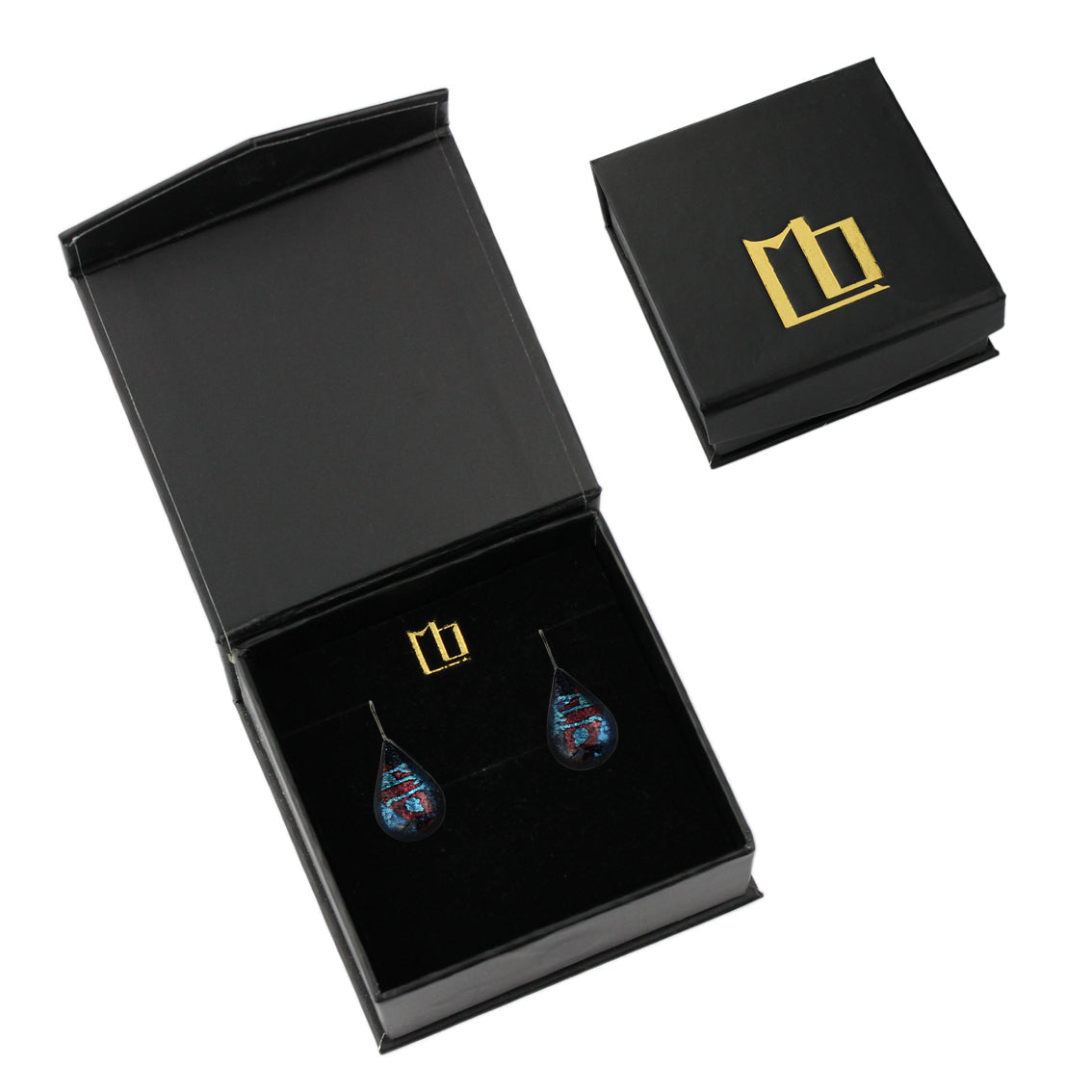 DANDLE DROP PAULINE EMU DREAMING DOMED BLUE EARRINGS - SD270