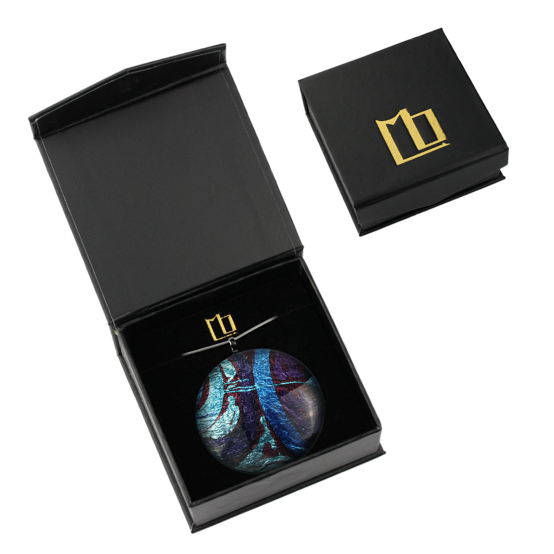 PAULINE EMU DREAMING BLUE LARGE CIRCLE PENDANT ON A CHAIN NECKLACE - SD279