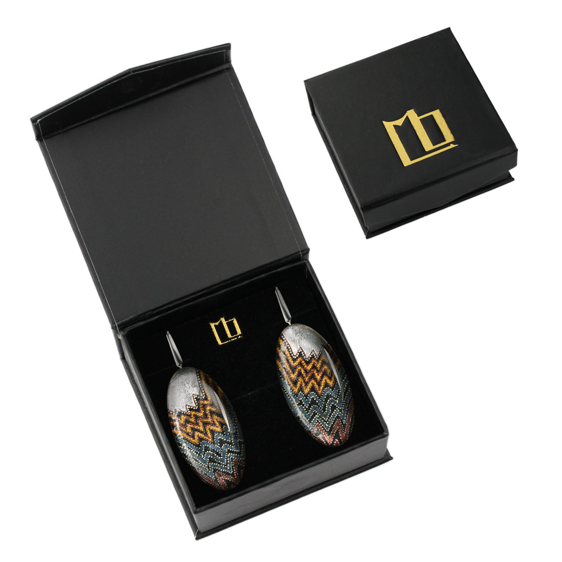 PAULINE GALLAGHER DANDLE DROP DESERT STATEMENT XXL EARTHY COLORS OVAL EARRINGS - SD070