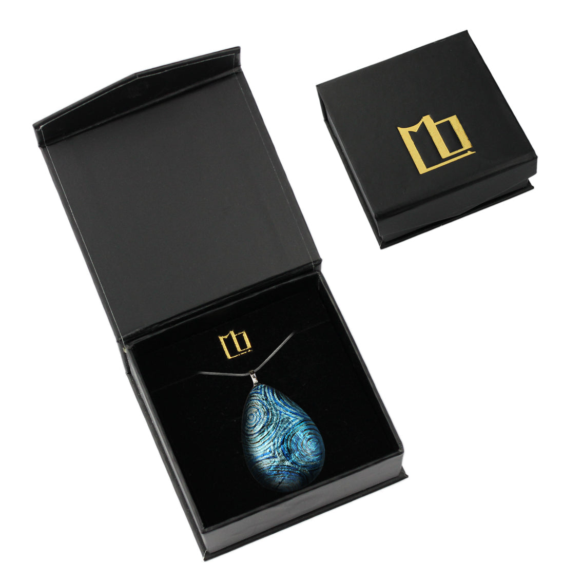 PAULINE GALLAGHER MINA BLUE LARGE DROP PENDANT ON A CHAIN NECKLACE - SD054