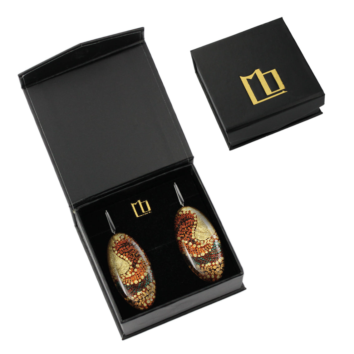 DANDLE DROP TESS STATEMENT XXL ORANGE OVAL EARRINGS - SD177