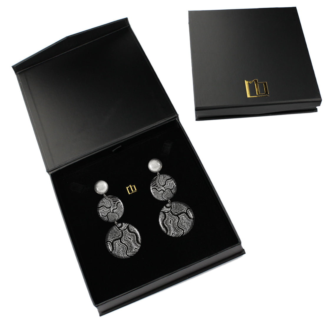 ATHENA TRIPLE DISC STATEMENT EARRINGS - ST045