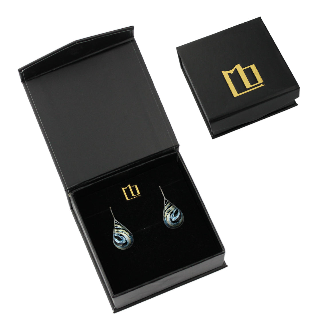 DANDLE DROP WENDY DOMED BLUE EARRINGS - SD105