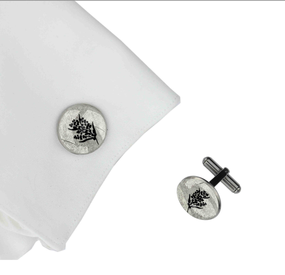 ACACIA WATTLE CIRCLE ELEGANT CUFFLINKS