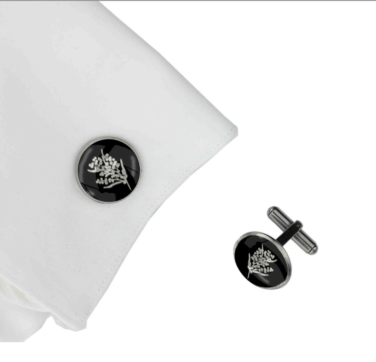 ACACIA WATTLE CIRCLE ELEGANT CUFFLINKS
