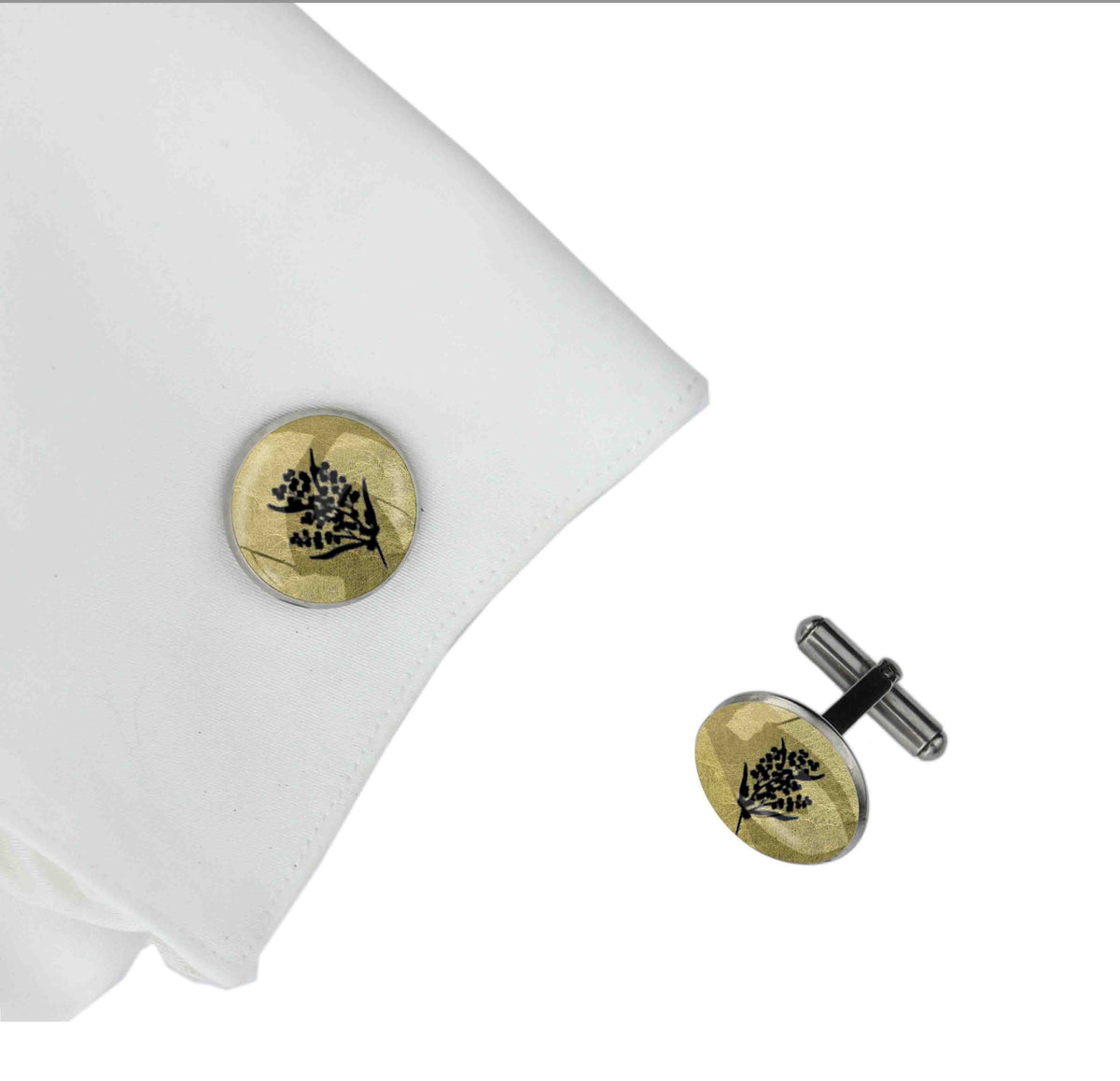 ACACIA WATTLE CIRCLE ELEGANT CUFFLINKS