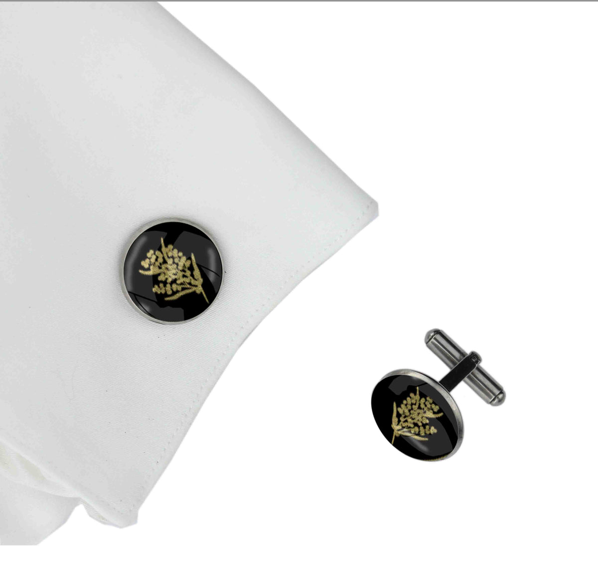ACACIA WATTLE CIRCLE ELEGANT CUFFLINKS
