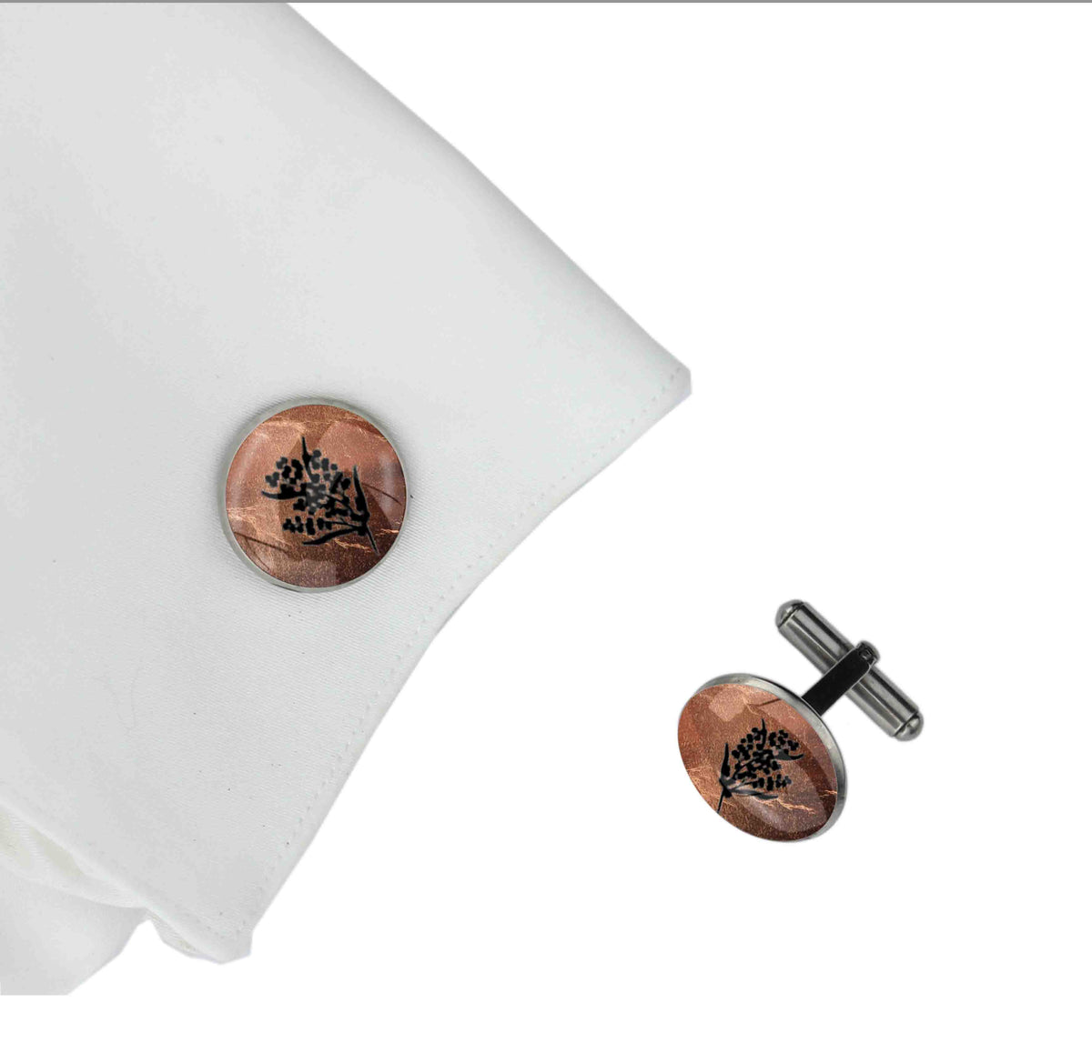 ACACIA WATTLE CIRCLE ELEGANT CUFFLINKS