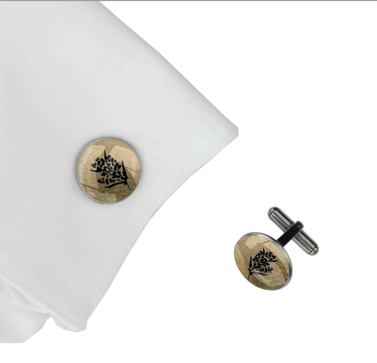 ACACIA WATTLE CIRCLE ELEGANT CUFFLINKS