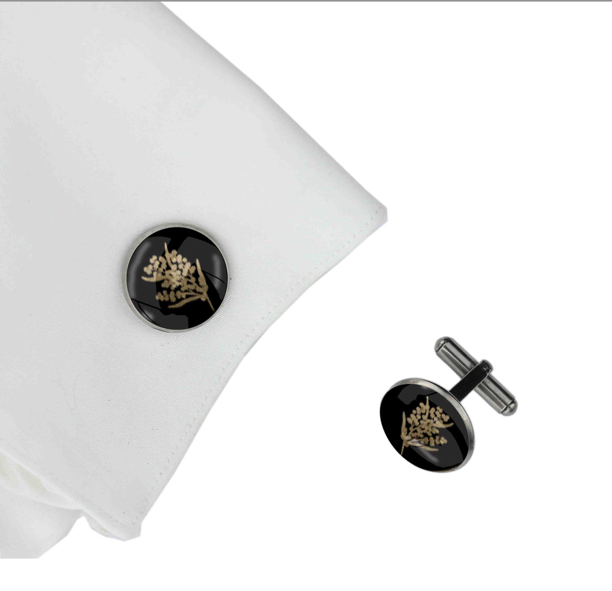 ACACIA WATTLE CIRCLE ELEGANT CUFFLINKS