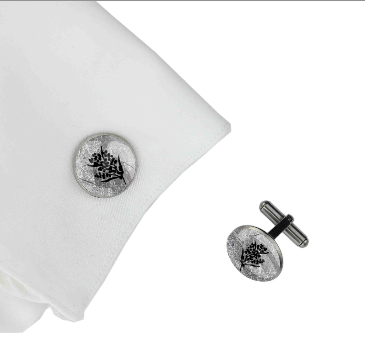 ACACIA WATTLE CIRCLE ELEGANT CUFFLINKS