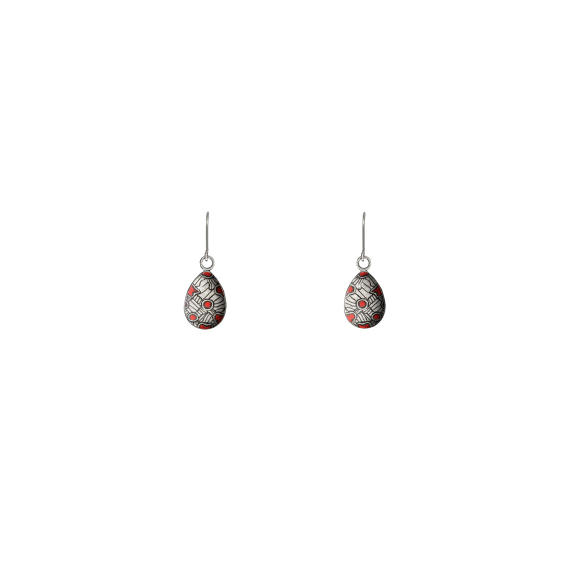 AMELIA DANGLE XS DROP SILVER AND RED EARRINGS - M058 - in Circle Box