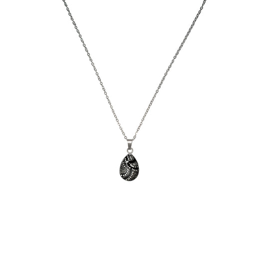 ATHENA BLACK AND WHITE XS DROP PENDANT ON A CHAIN NECKLACE - SD398 - in Circle Box