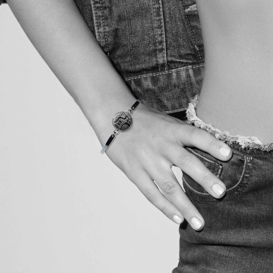 ATHENA BLACK AND WHITE DANGLE BANGLE - B112