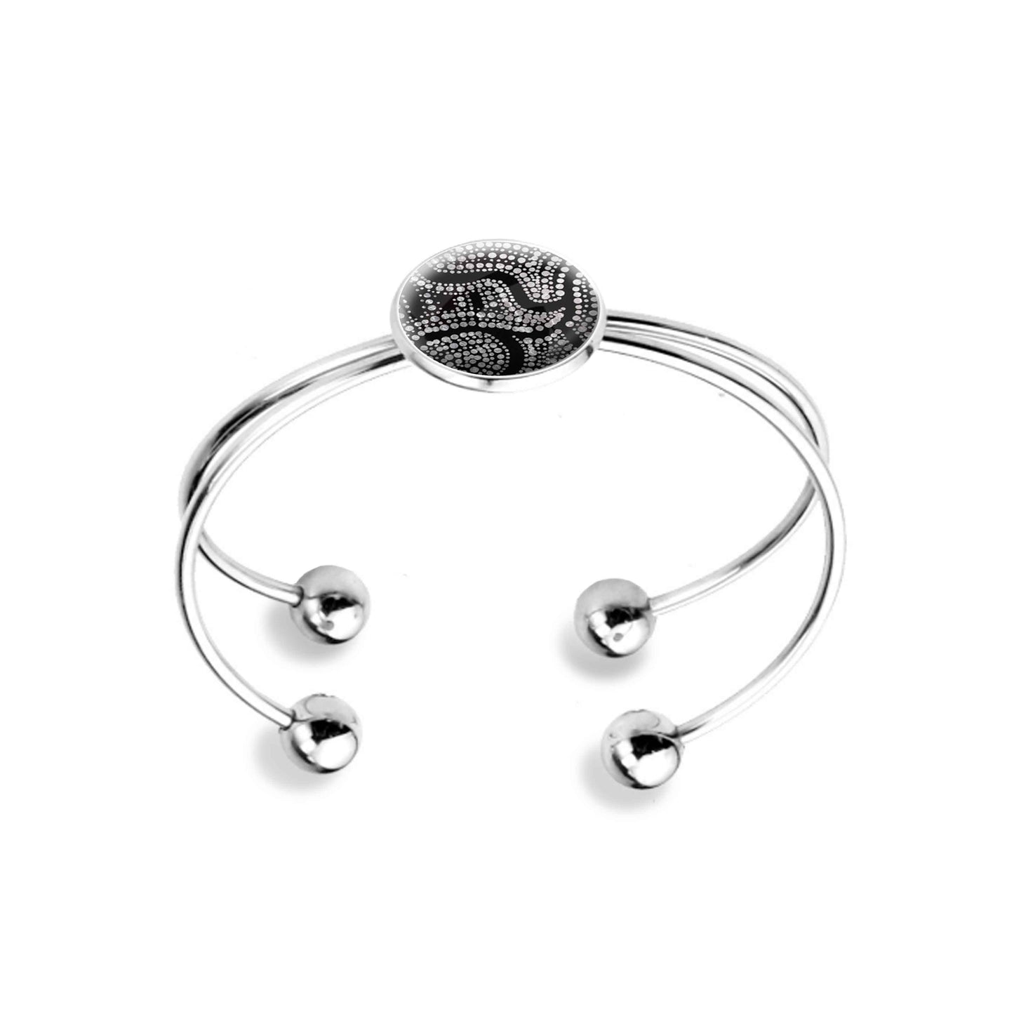 ATHENA BLACK AND WHITE DOUBLE WIRE BANGLE - B115