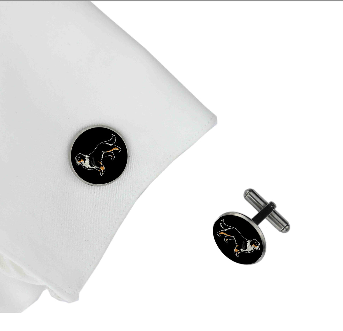 AUSTRALIAN SHEPHERD DOG CIRCLE ELEGANT CUFFLINKS