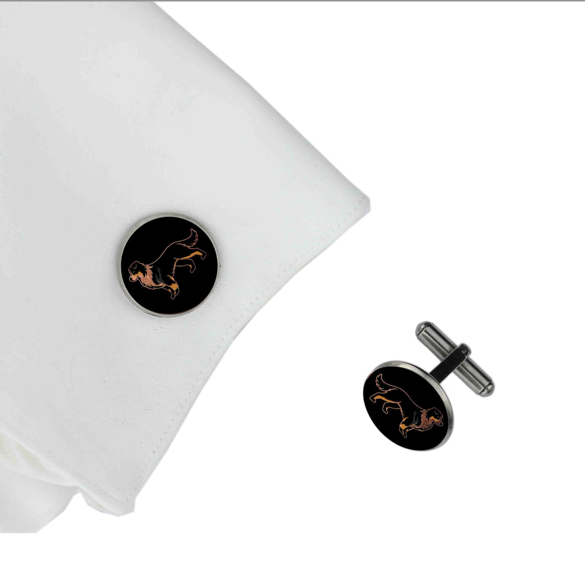 AUSTRALIAN SHEPHERD DOG CIRCLE ELEGANT CUFFLINKS
