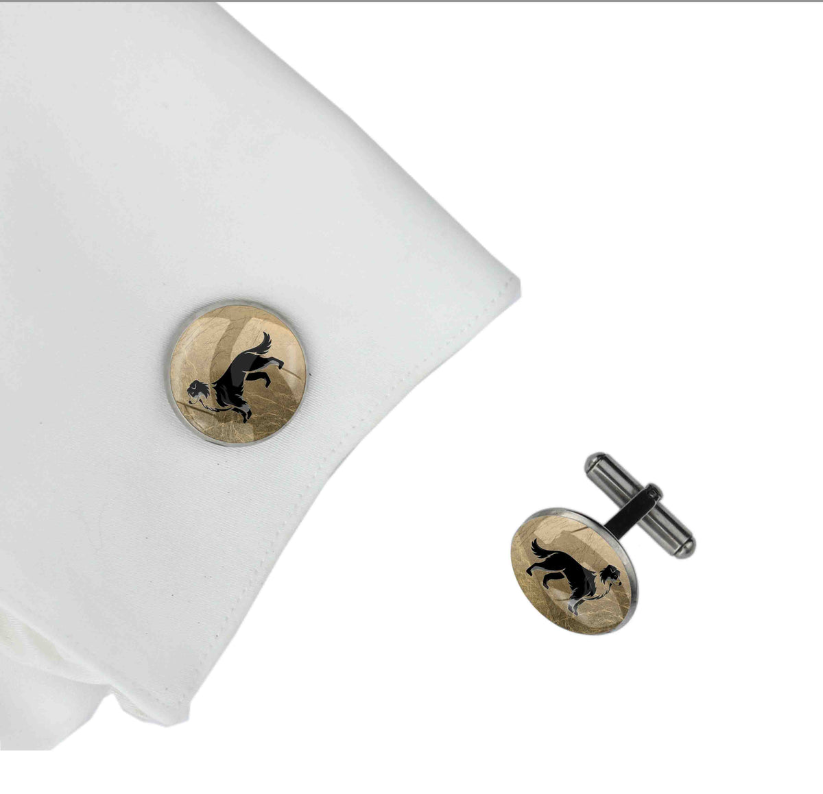 AUSTRALIAN SHEPHERD DOG CIRCLE ELEGANT CUFFLINKS