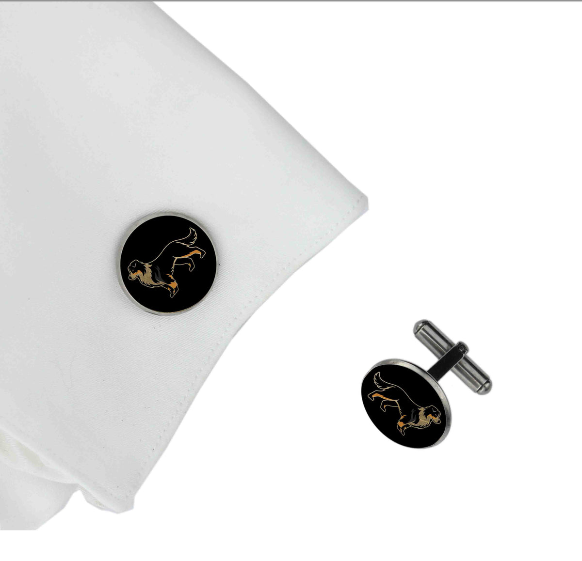AUSTRALIAN SHEPHERD DOG CIRCLE ELEGANT CUFFLINKS