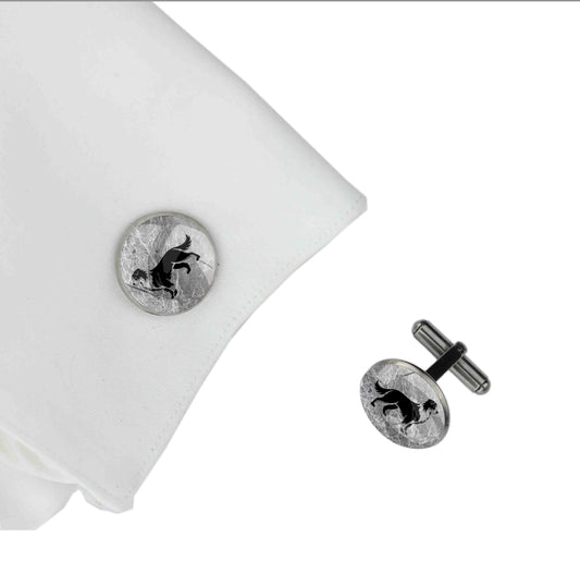 AUSTRALIAN SHEPHERD DOG CIRCLE ELEGANT CUFFLINKS