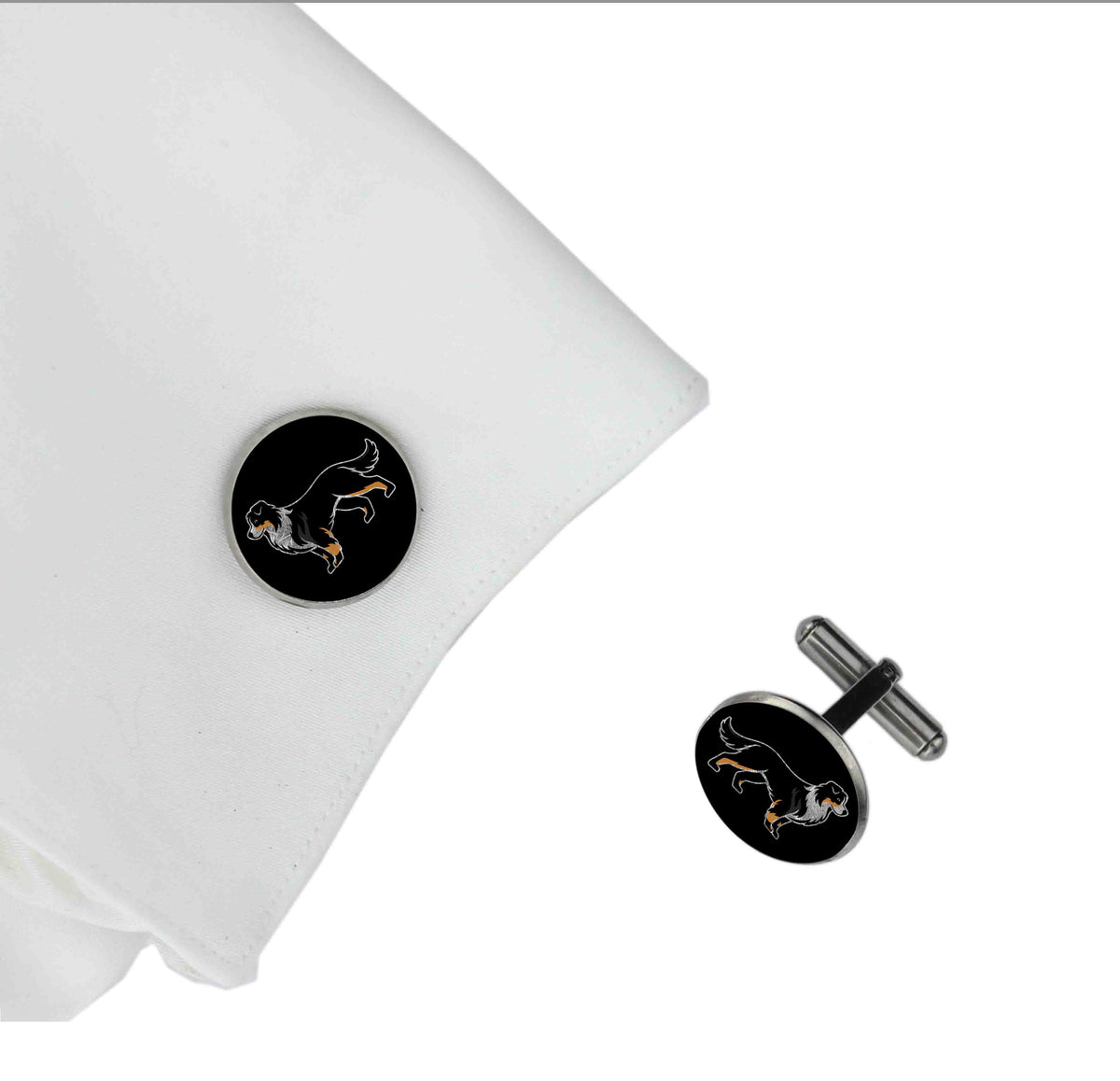 AUSTRALIAN SHEPHERD DOG CIRCLE ELEGANT CUFFLINKS