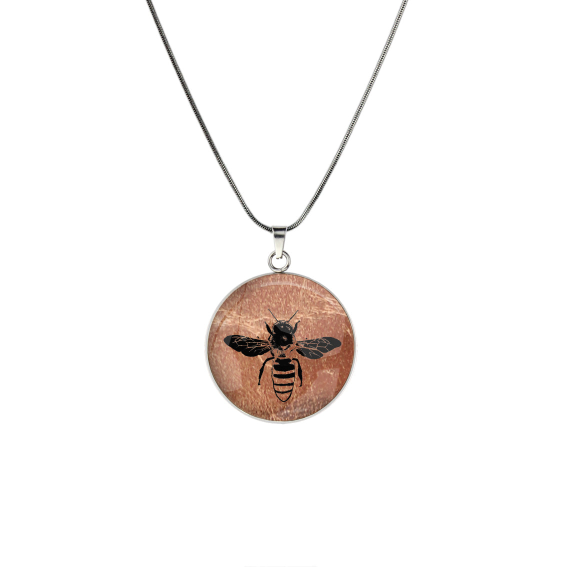 BEE CIRCLE PENDANT ON A CHAIN NECKLACE - MFY281 - in Circle Box