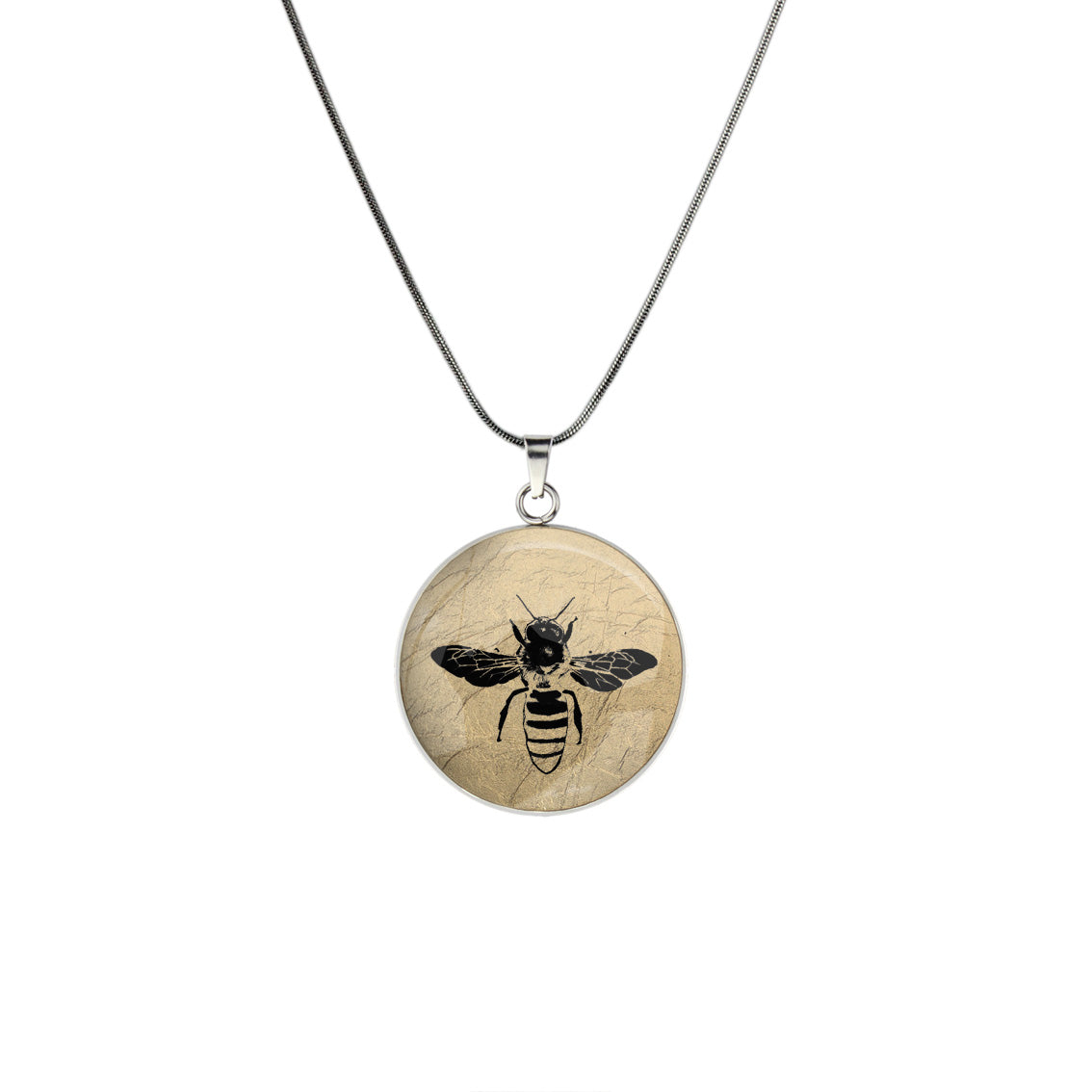 BEE CIRCLE PENDANT ON A CHAIN NECKLACE - MFY281 - in Circle Box