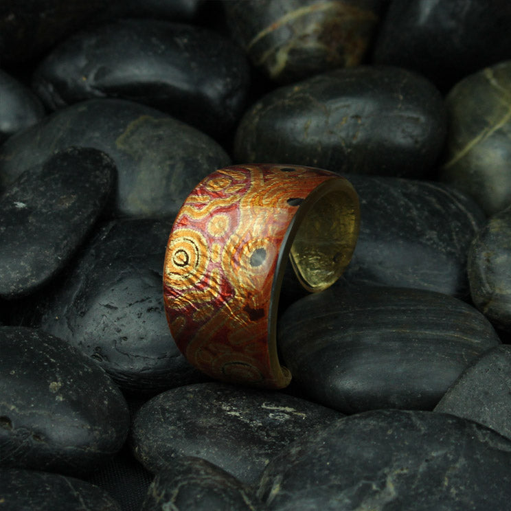 BESS ORANGE CORAL PINK ADJUSTABLE WIDE BRACELET - D211