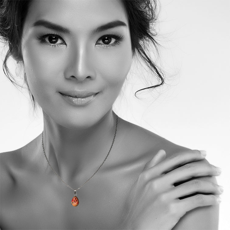 BESS ORANGE CORAL PINK XS DROP PENDANT ON A CHAIN NECKLACE - SD399S - on Satchel