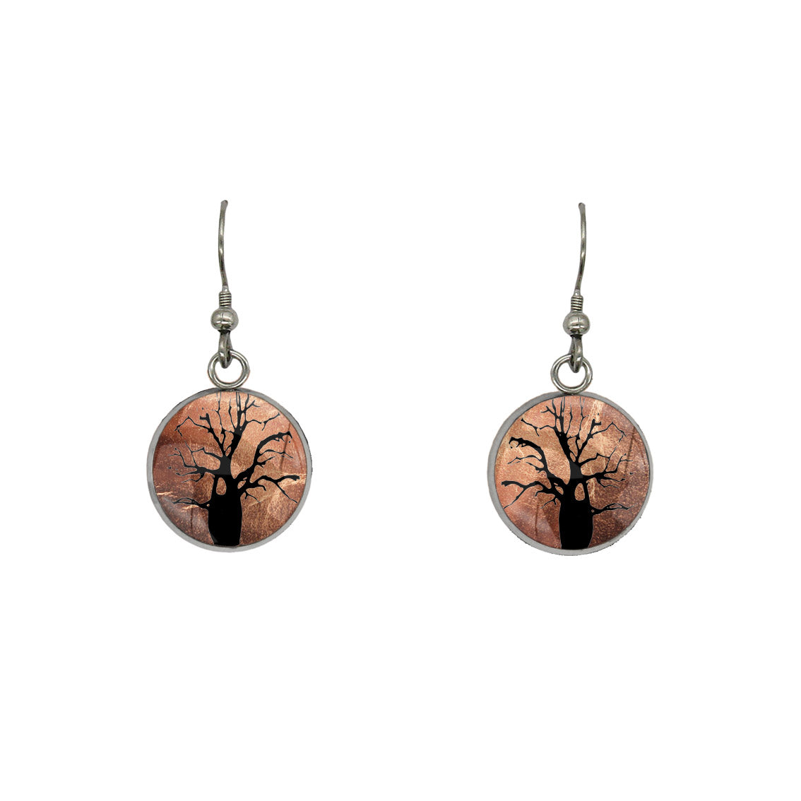 BOAB TREE DANGLE DROP EARRINGS - M048 - in Circle Box