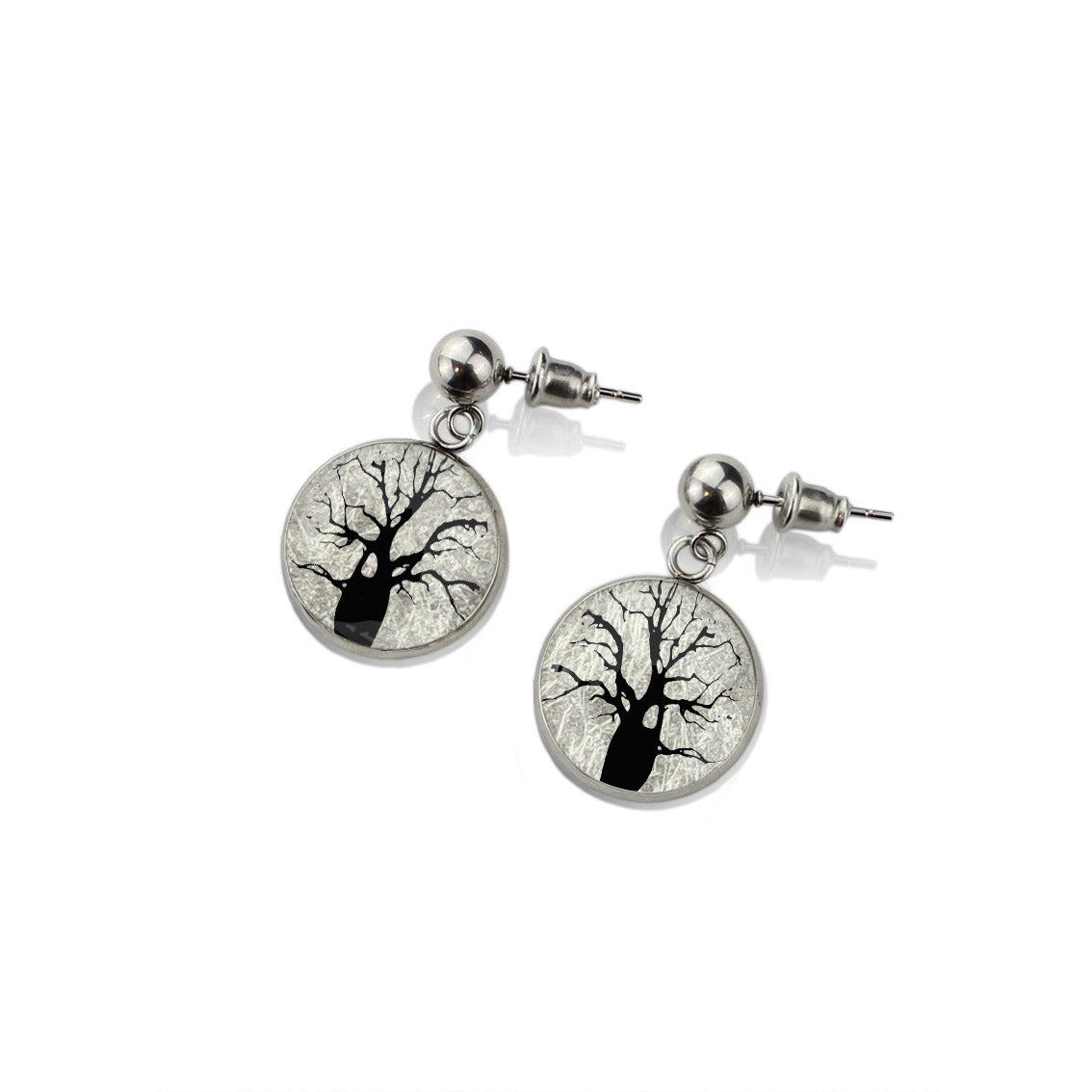 BOAB TREE DANGLE DROP EARRINGS - M048 - in Circle Box