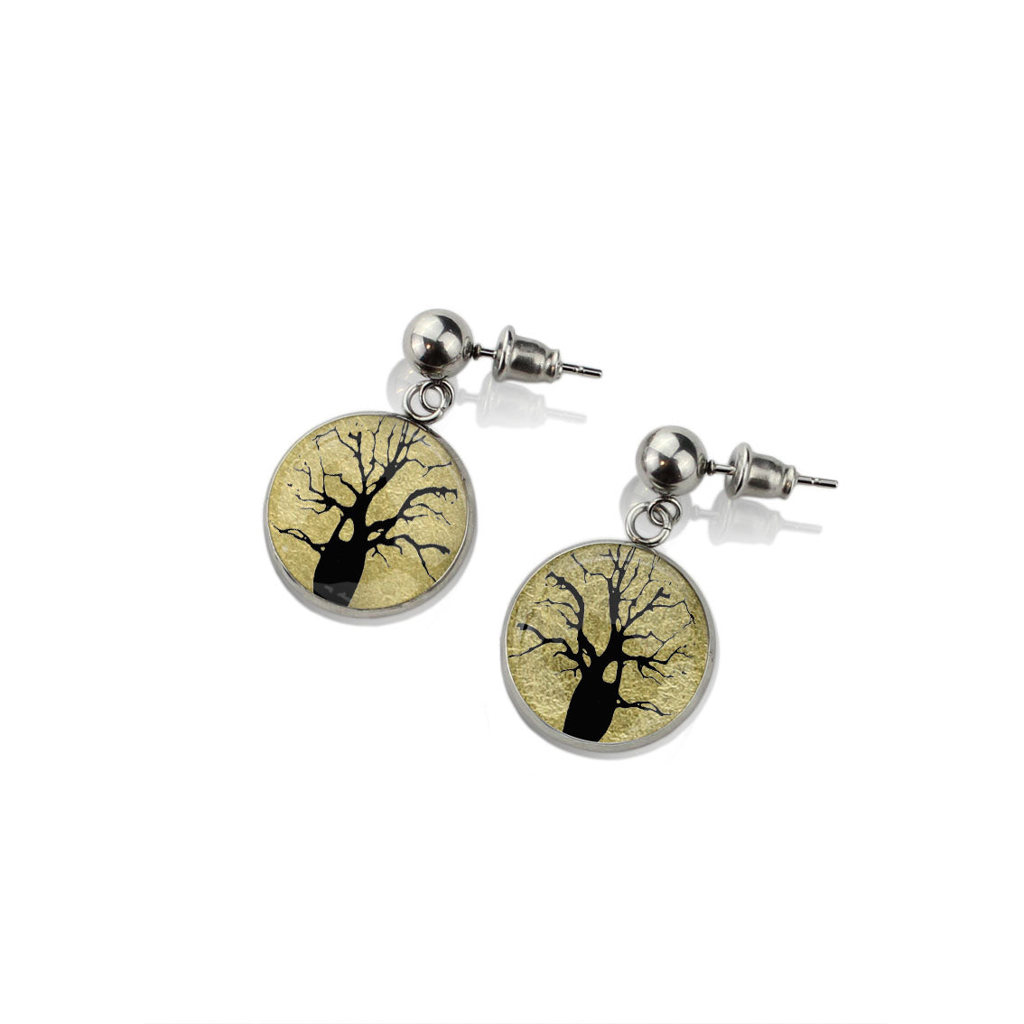BOAB TREE DANGLE DROP EARRINGS - M048 - in Circle Box