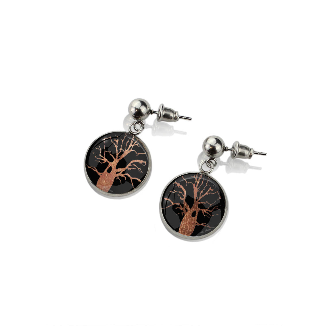 BOAB TREE DANGLE DROP EARRINGS - M048 - in Circle Box