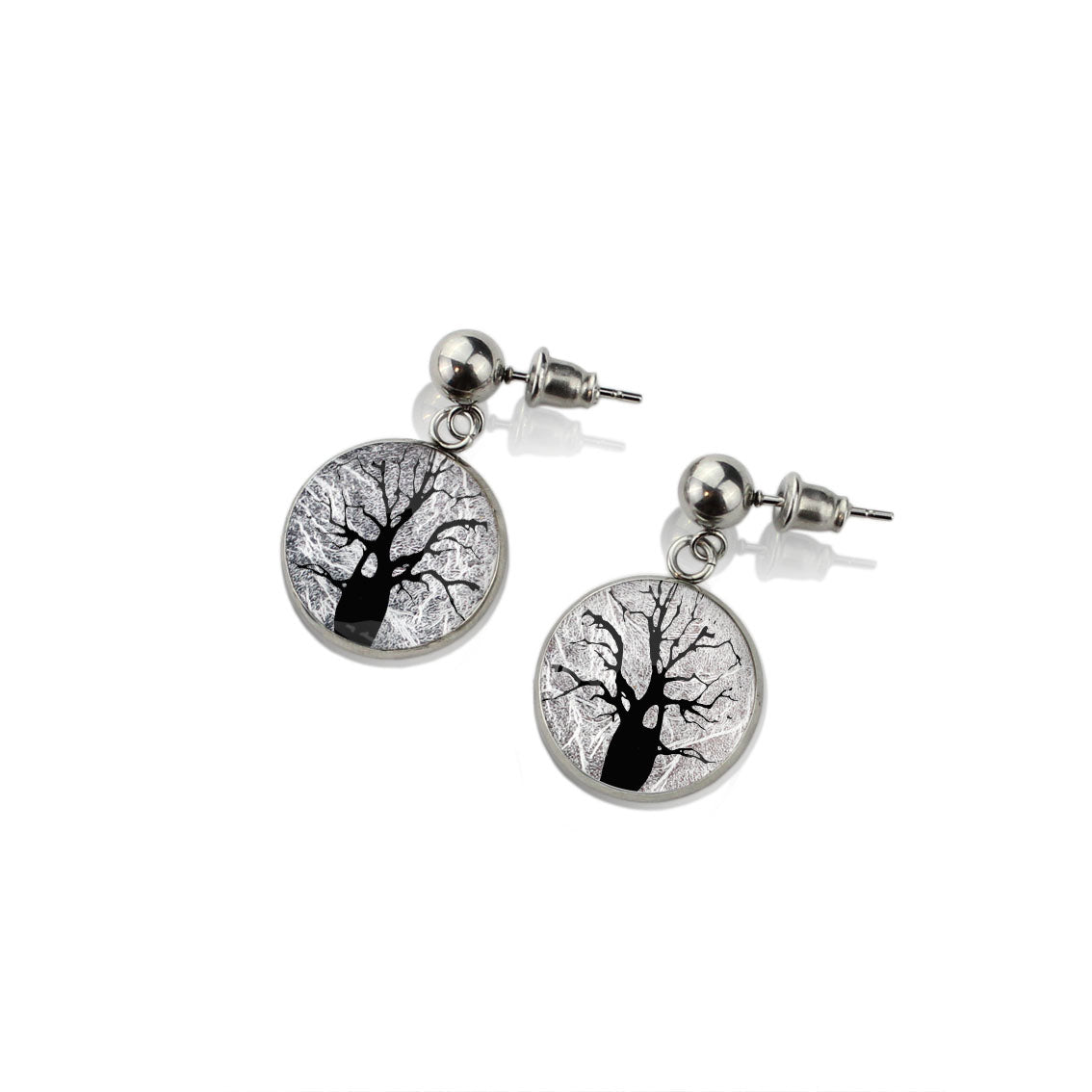 BOAB TREE DANGLE DROP EARRINGS - M048 - in Circle Box