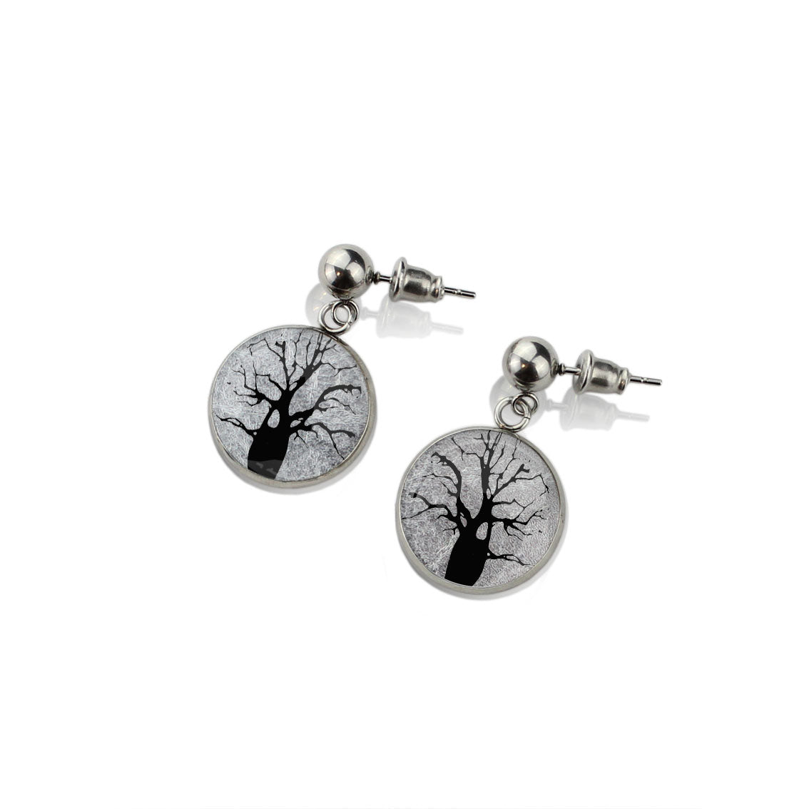 BOAB TREE DANGLE DROP EARRINGS - M048 - in Circle Box