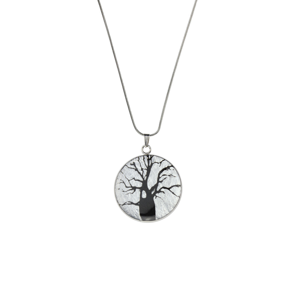 BOAB TREE CIRCLE PENDANT ON A CHAIN NECKLACE - M168 - in Circle Box